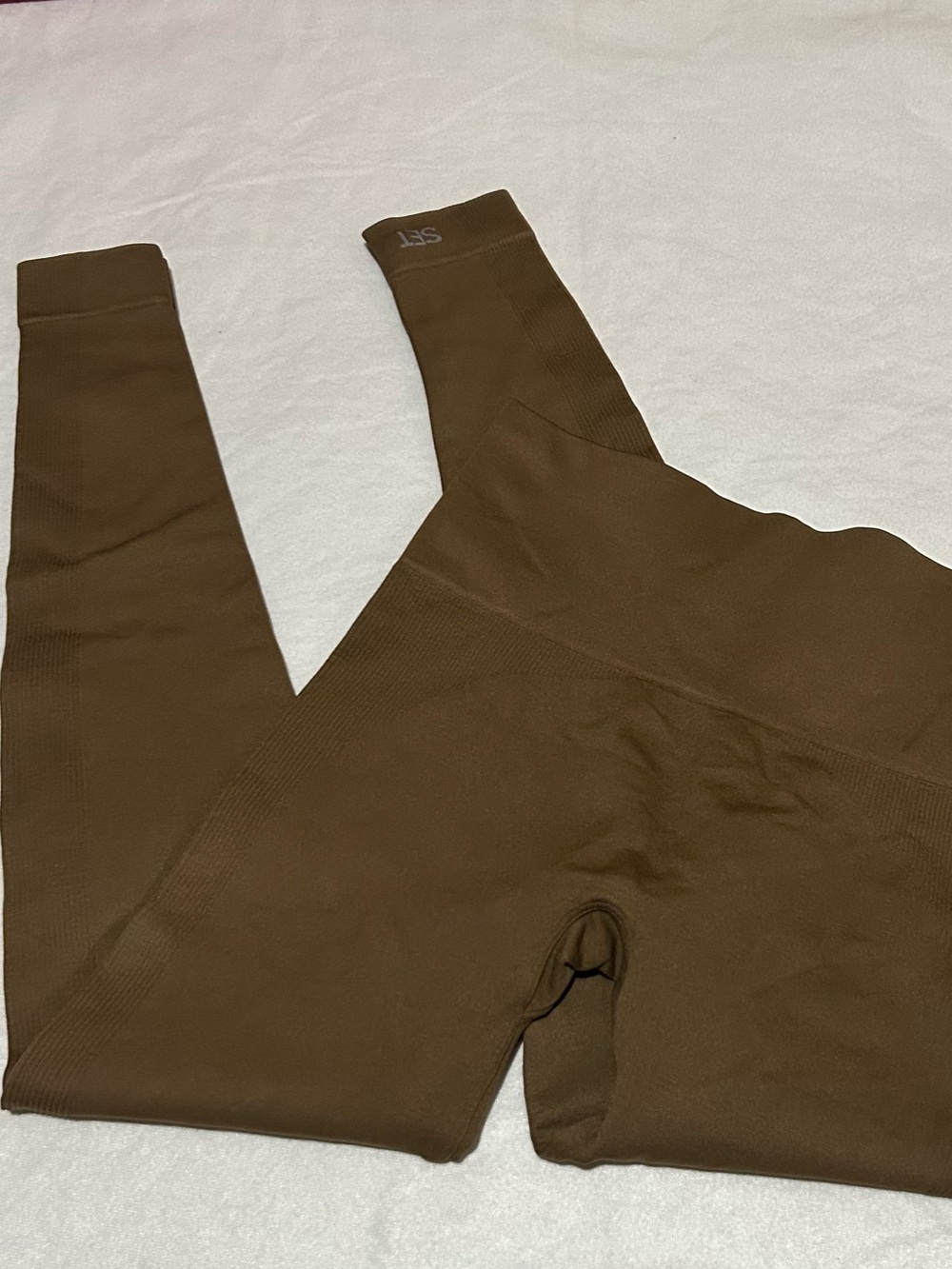 Set Active Sculptflex High Waisted Ribbed Leggings Size S Brown Penny